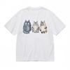Women's Breathable Classic T-Shirt Chubby Kitten Cartoon Printed WhiteCotton Tee