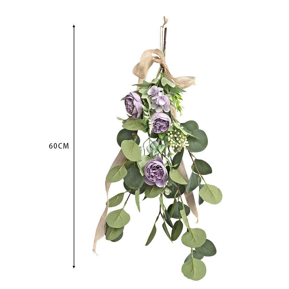 Simulation Rose Peony Wall Hanging Eucalyptus Leaves Simulation Leaves Hanging Down Home Hotel Wall Decoration Hanging Jewelry