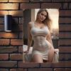 Vintage Industrielles Metallschild Beige Sexy Dame x Zoll Wandkunst Robust Heimbar Büro Dekor Ideales Geburtstags Einweihungsgeschenk
