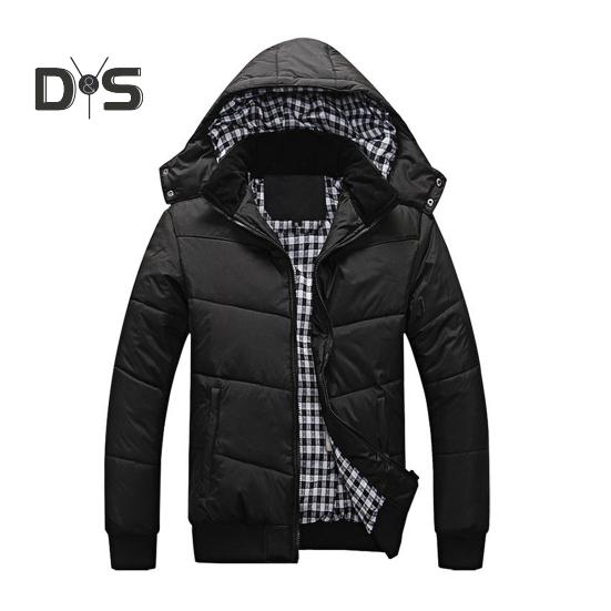 

Мужское пальто со съемной шапкой, капюшоном, длинными рукавами, карманами, застежкой-молнией, однотонное пуховое пальто для активного отдыха L чёрный