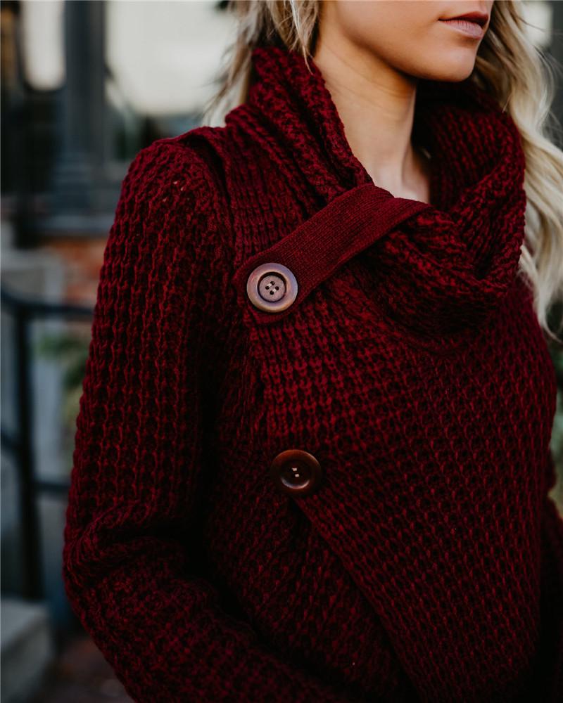 2026 Autumn-Winter Women's Long Sleeve Irregular Knit Sweater - European & American Trend
