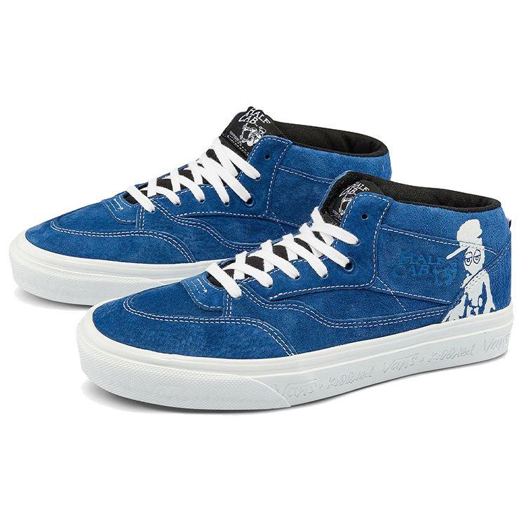 Vans Half Cab 92 Vcu Suede Casual Durable Mid-Top Skate Shoes Unisex sneaker Blue VN0A4BW9APG