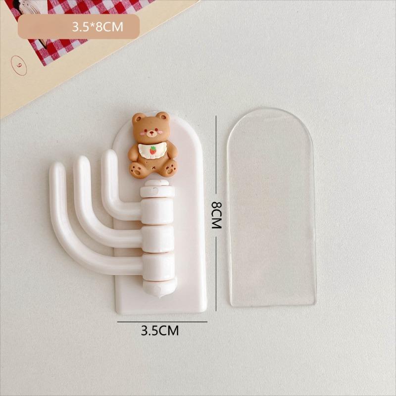 Cute Cartoon 3-in-1 Rotatable Hook Girls Dormitory Bedroom Wall Organizer Combination Hook Mask Key Hat Storage Bathroom Hanging