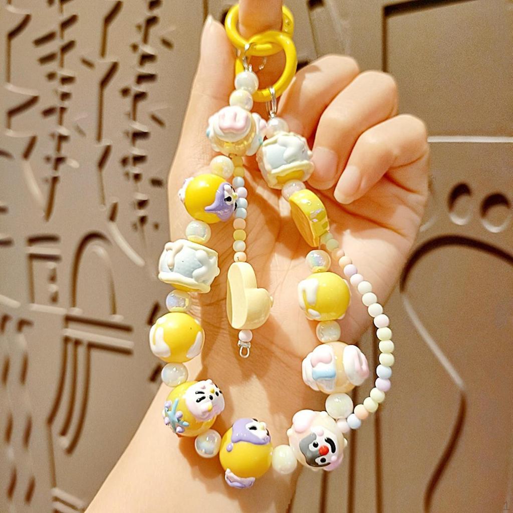 Beaded Keychain Bracelet Key Ring Decorative Women Party Favors Wristlet Hanging Ornament Keyring