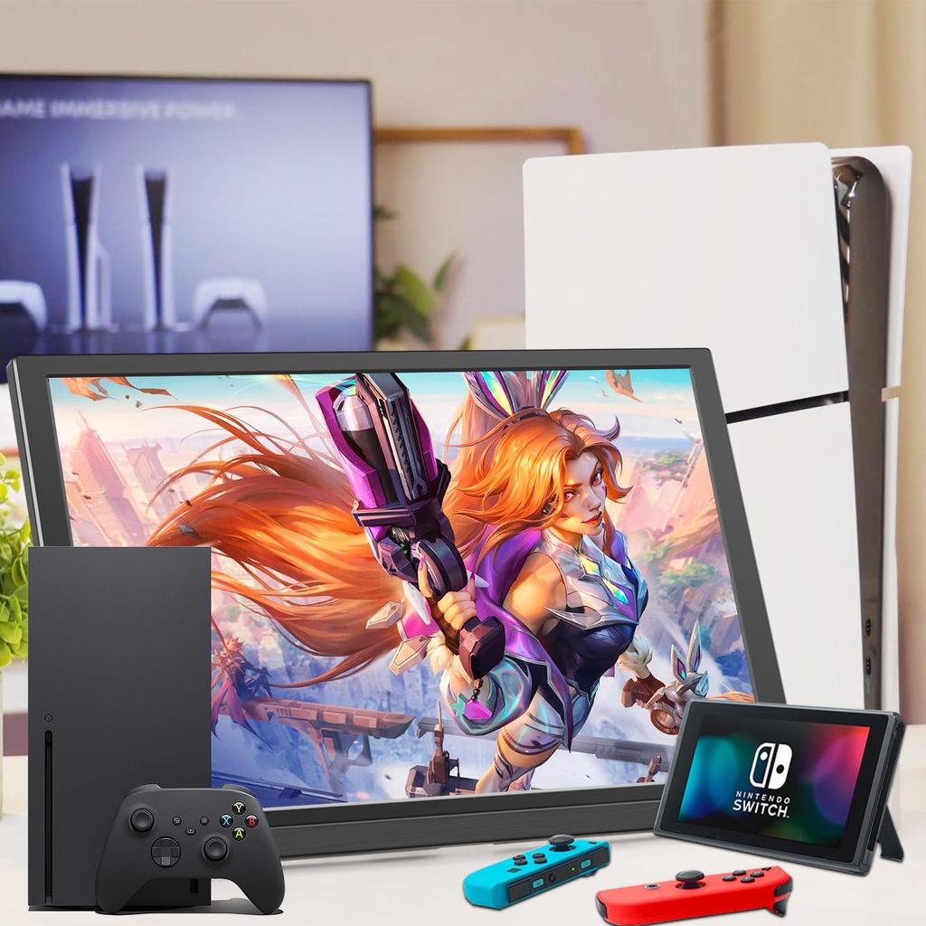 Lrtzcbi Mobile Monitor Inch Portable Display IPS LCD Panel Thin and Lightweight VESA Standard HDMI Compatible with Work from Remote Speaker 15.6