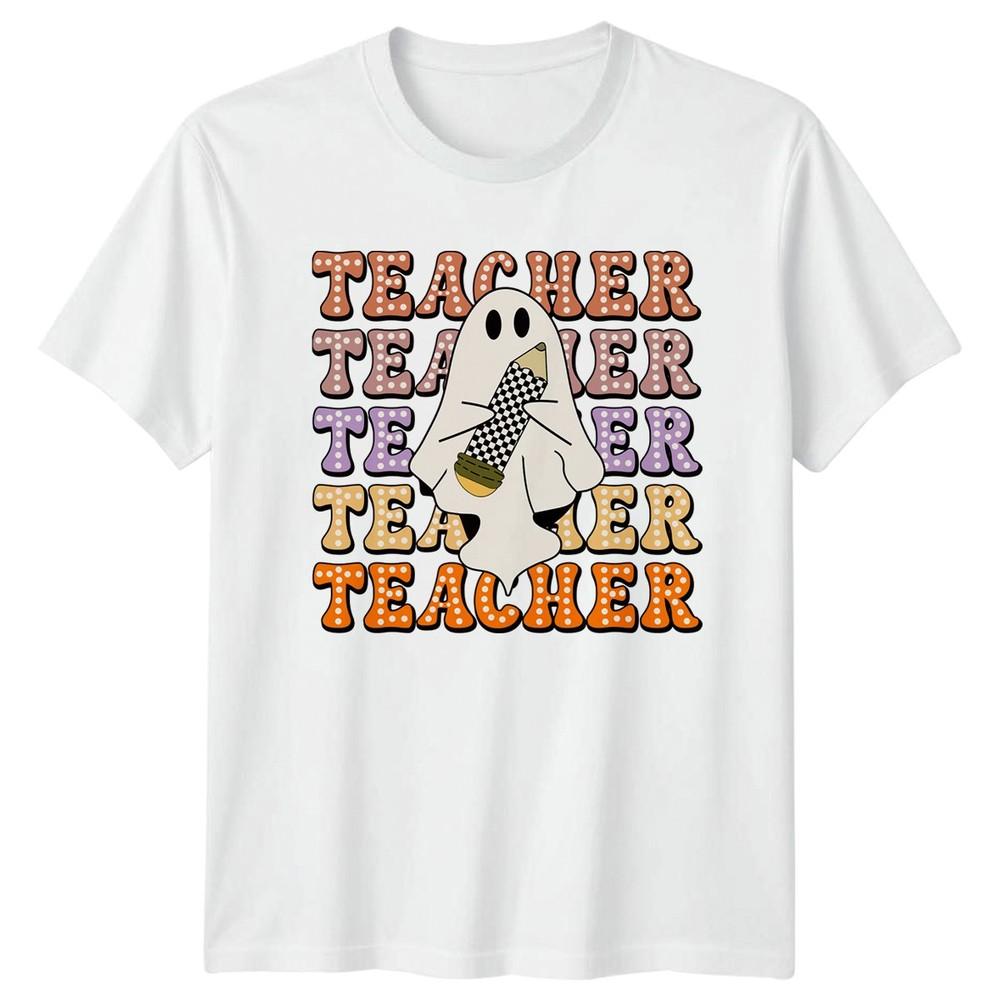 Teacher Unisexs TShirt Retro Halloween Education Halloween Gift For Her S