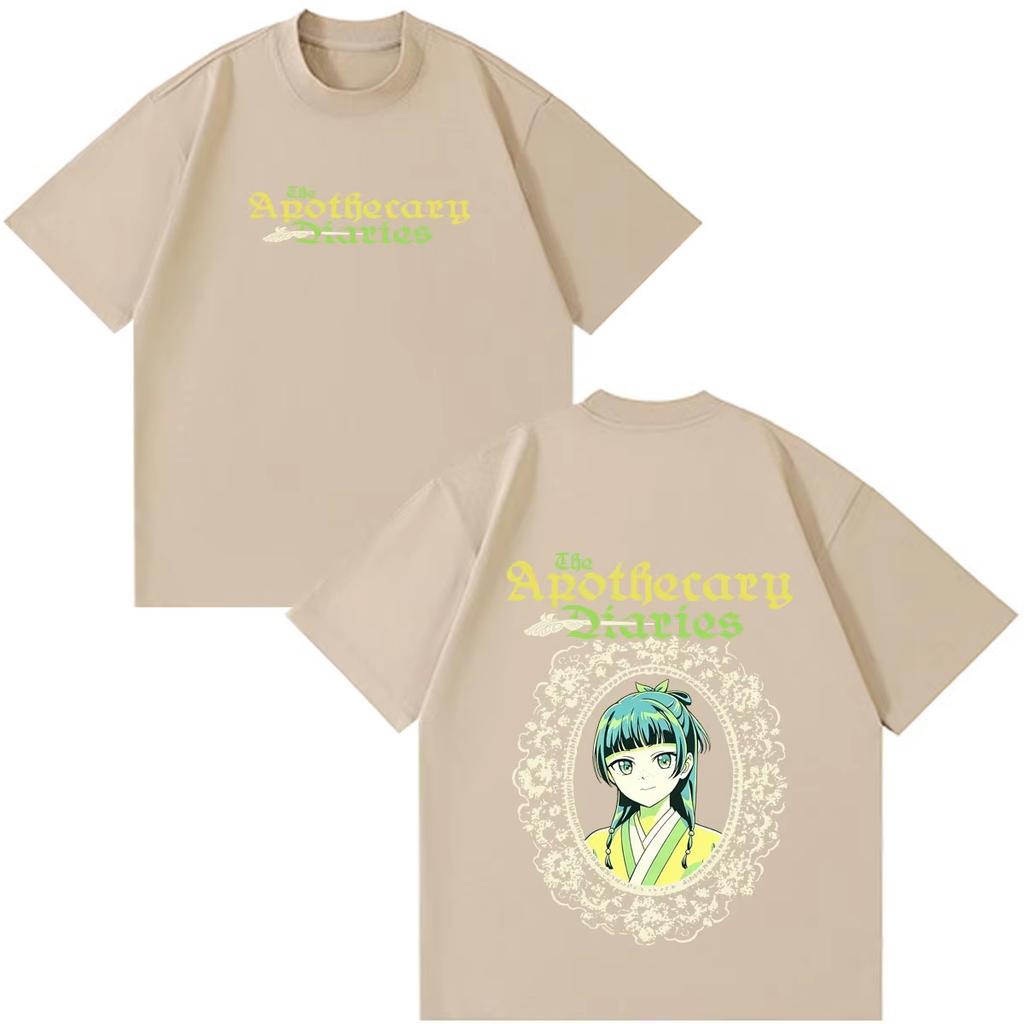 Unisex Retro T‑shirt Printed with Maomao Patterns from the Anime The Apothecary Diaries, Summer Short Sleeve Loose Casual Top