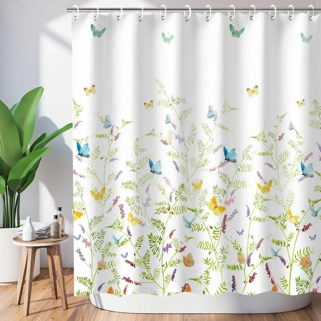 Watercolor Floral Shower Curtain: Elegant, Nature-Inspired Bathroom Decor for Fresh, Romantic Ambiance and Soft Charm