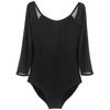 Women's Black Three-Quarter Sleeve Ballet Leotard for Dance Practice and Exams