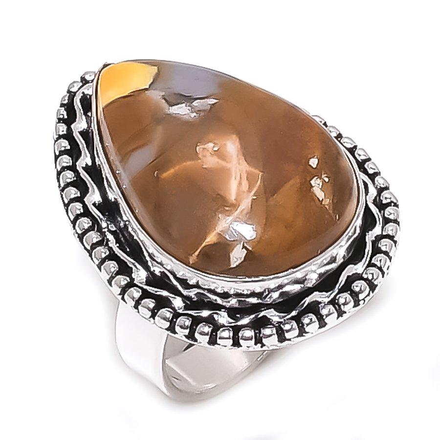 Natural Russian Dendritic Gemstone 925 Sterling Silver Jewelry Ring Size 7 P5T28