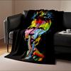 Colorful Portrait On Black Background for All Seasons Blanket Lunch Break Throw Gift