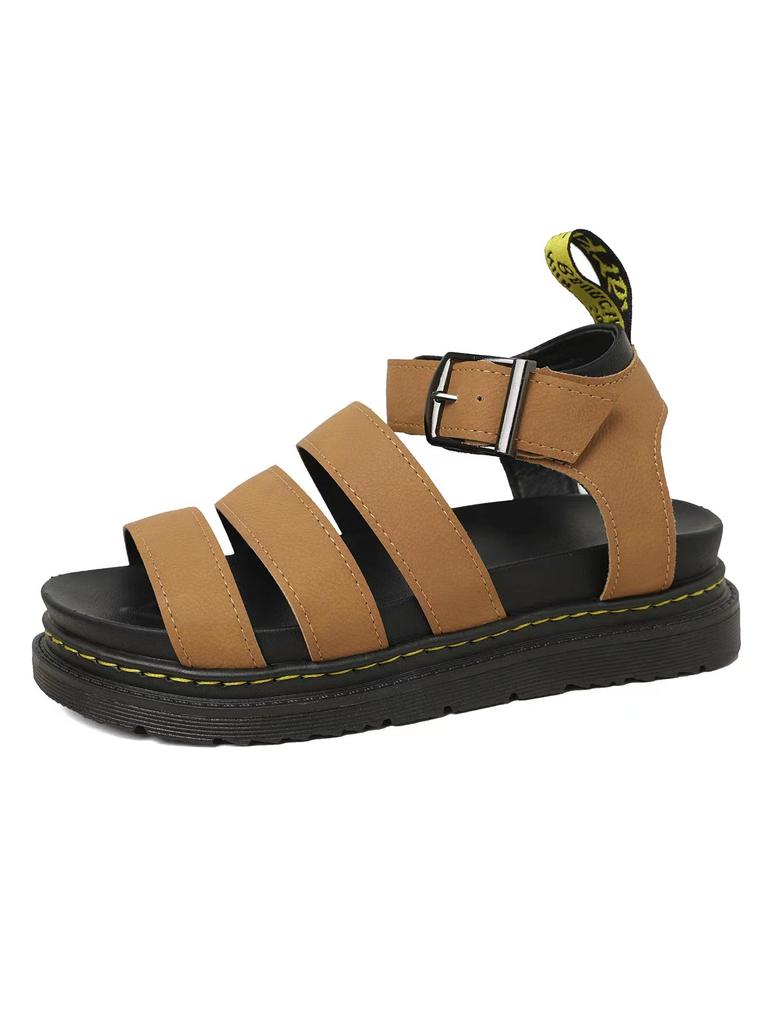 2025 Nowa Platforma Sandał Peep Toe Metalowa Klamra Przeszycie Samochodowe Sandał Rzymski Duży Rozmiar Casual Sport Damski Sandał