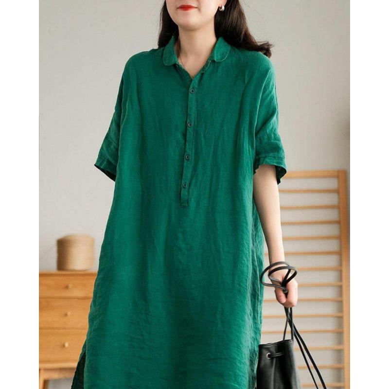 Fashion Short Sleeve Women's Medium and Long Shirt Summer Thin Loose Lapel Office Ladies Elegant Blouse Buttons Tops Women's Clothing