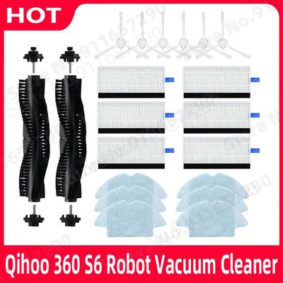 Qihoo 360 S6 Robot Vacuum Cleaner Parts Main Brush Side Brushes HEPA Filter Mop Cloth Replacement For 360 S6 Accessories