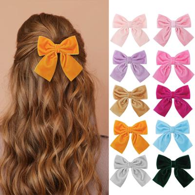 Nuevos Accesorios para el Cabello Infantiles Pinzas para el Pelo de Lazo Hechas a Mano de Terciopelo Pinza de una Sola Línea de Princesa Linda para Bebés
