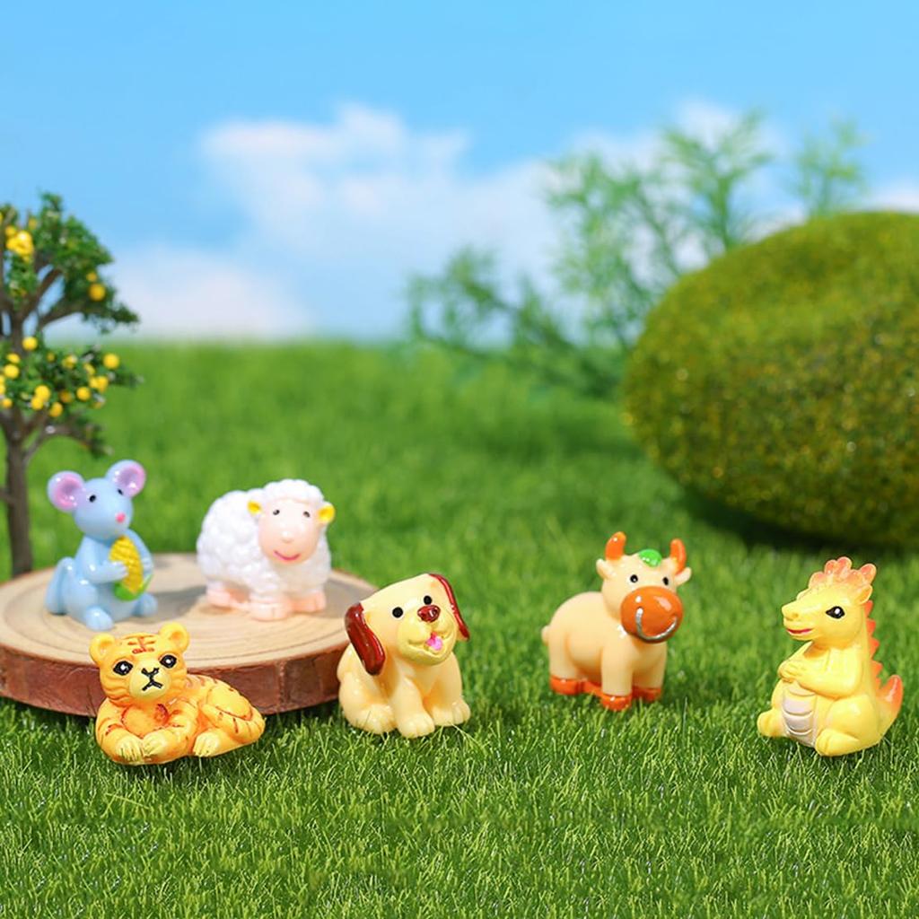 DeryArcle Zodiac 12 Zodiac Signs Cute Good Lucky Feng Shui Good Healing Micro Garden Healing Many Gift 3D 3D Miscellaneous Funny Landscape Tools
