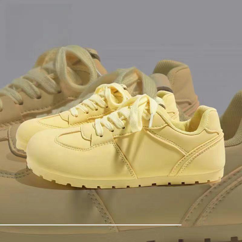 Hässlich süße deutsche Trainingsschuhe Damen Herbst neu schick Nische vielseitig runde Zehenpartie Student großer Kopf Forrest Gump weiße Schuhe flache Sohle