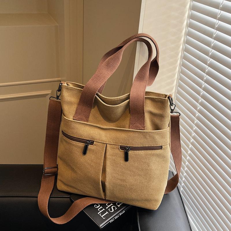Torba płócienna o dużej pojemności, damska prosta torba do noszenia w ręku, torba na komputer na ramię, listonoszka