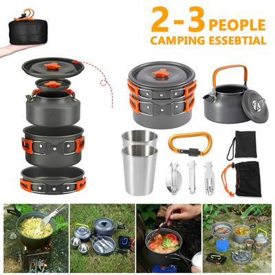 Aluminum Camping Cookware Set Outdoor Tableware Frying Pan Cookware Camping Cookware Set Spare Parts for Hiking BBQ Picnic