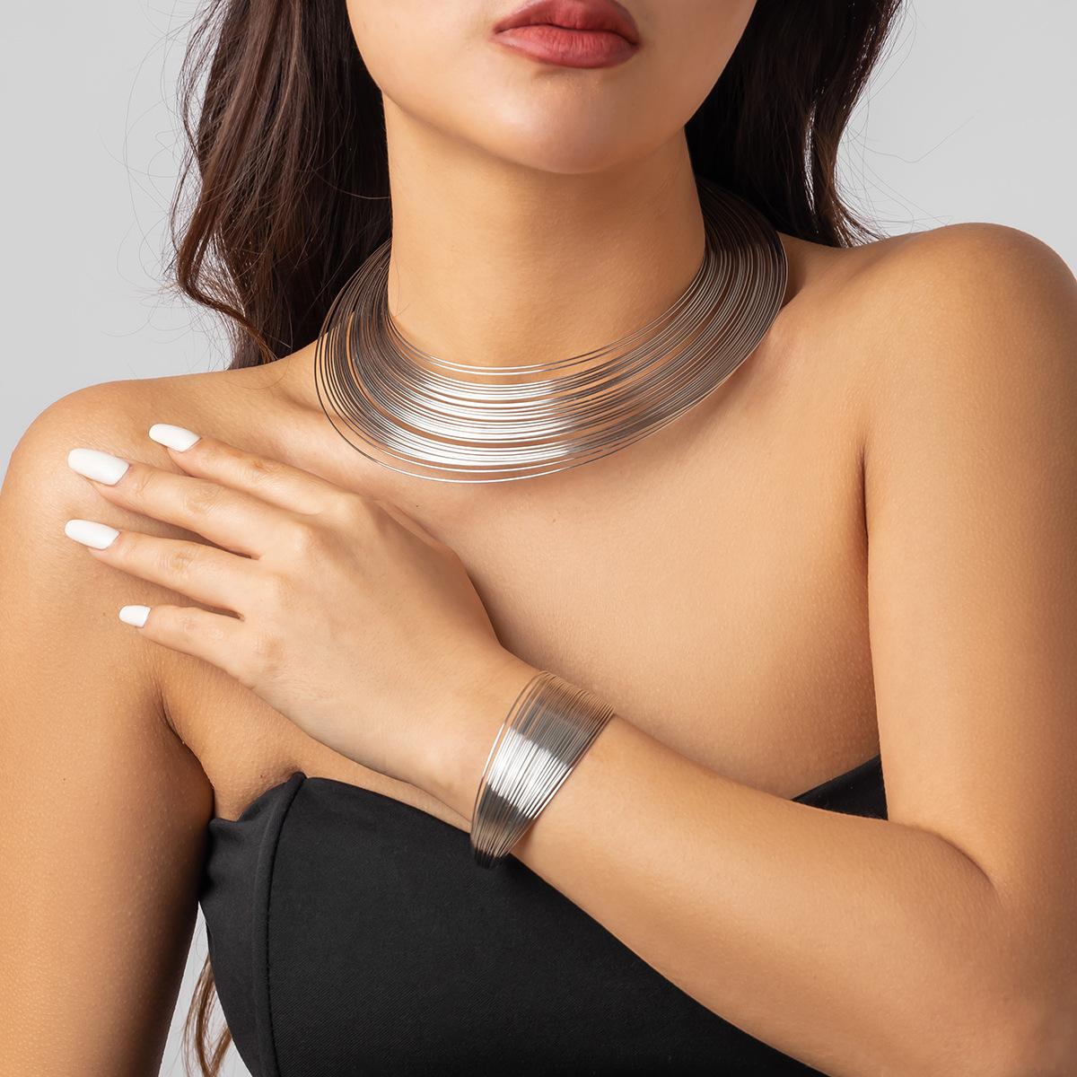 

Personalized metal ring open collar, African style collar multi-layer choker women
