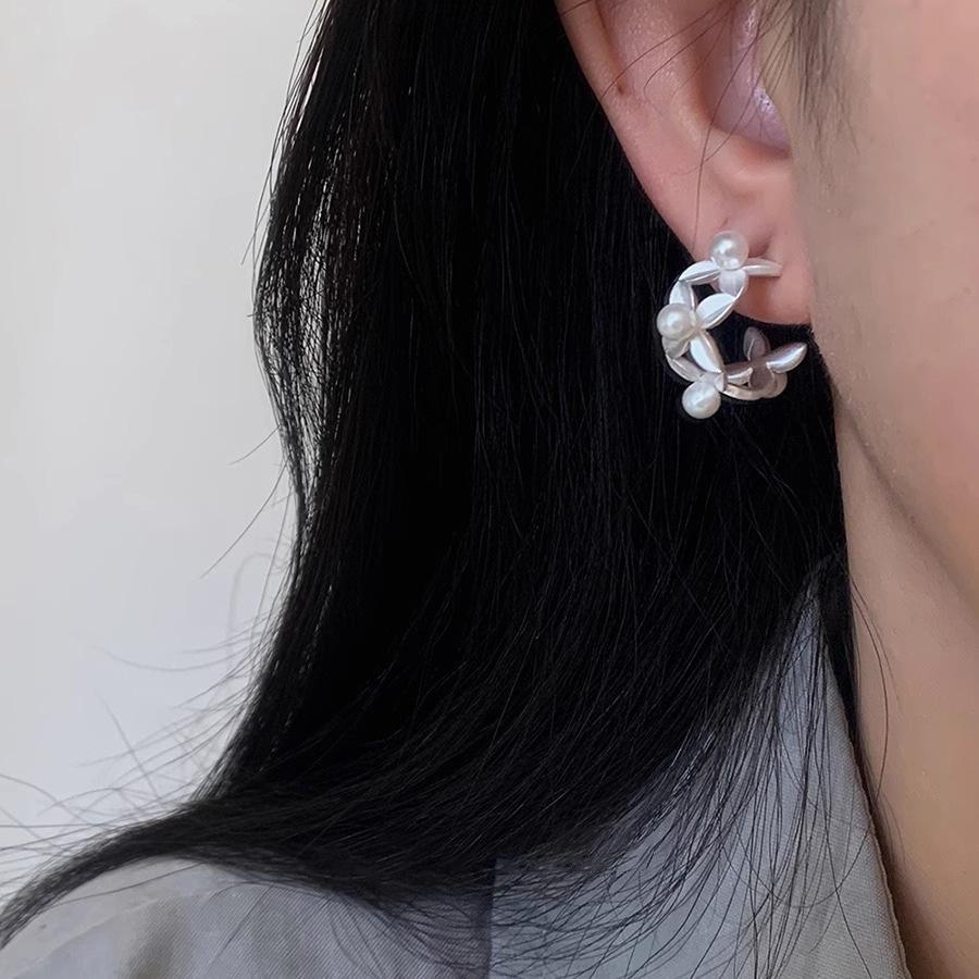 New 925 Silver Hoop Earrings Clip Matte Circle Geometric Punk For Women Girl Gift Jewelry