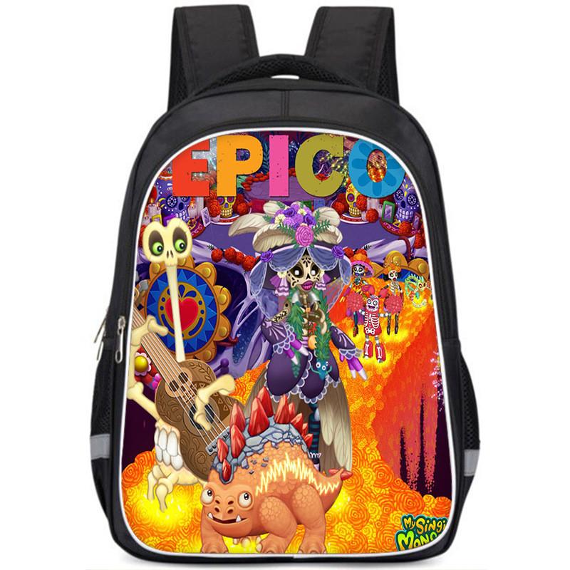 Durable Nylon My Singing Monsters Backpack With Vibrant Prints For School Kids
