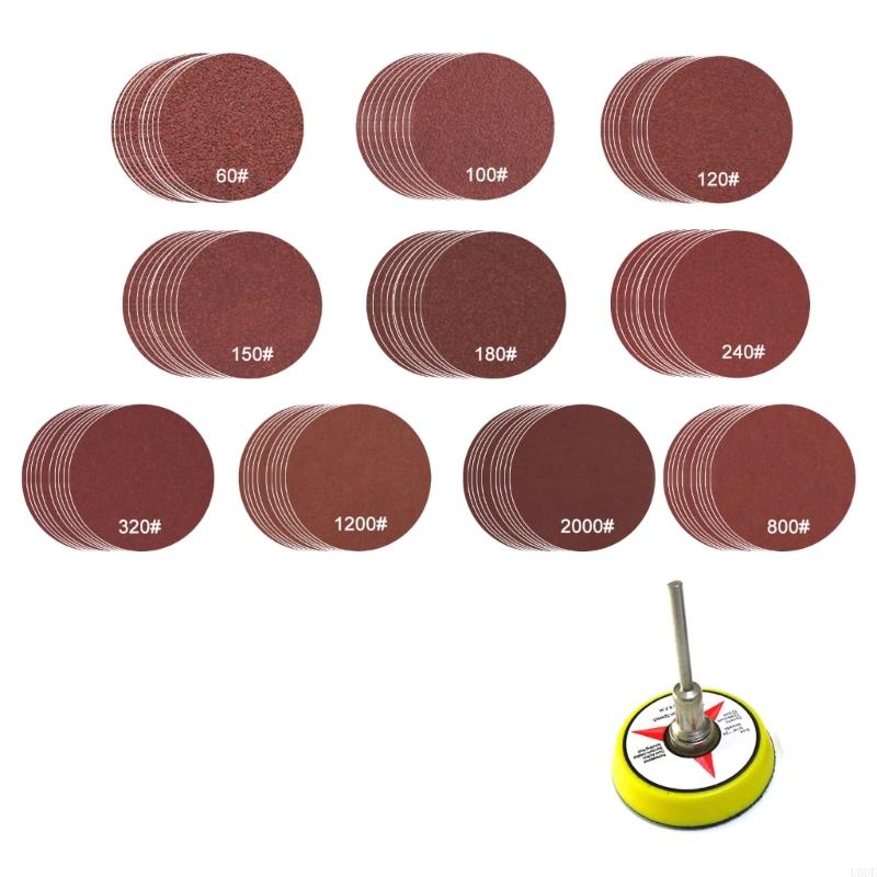 52/102Pcs Sandpaper 60-2000 Grits Hook Loop Sand Paper Abrasive Polishing