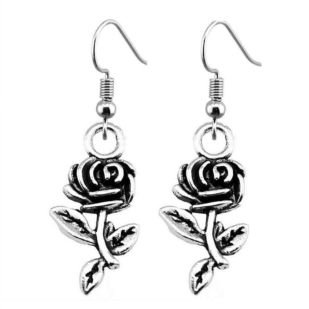 Circle Frame Flowers Dangle Earrings Romantic Floral Female Drop Jewelry