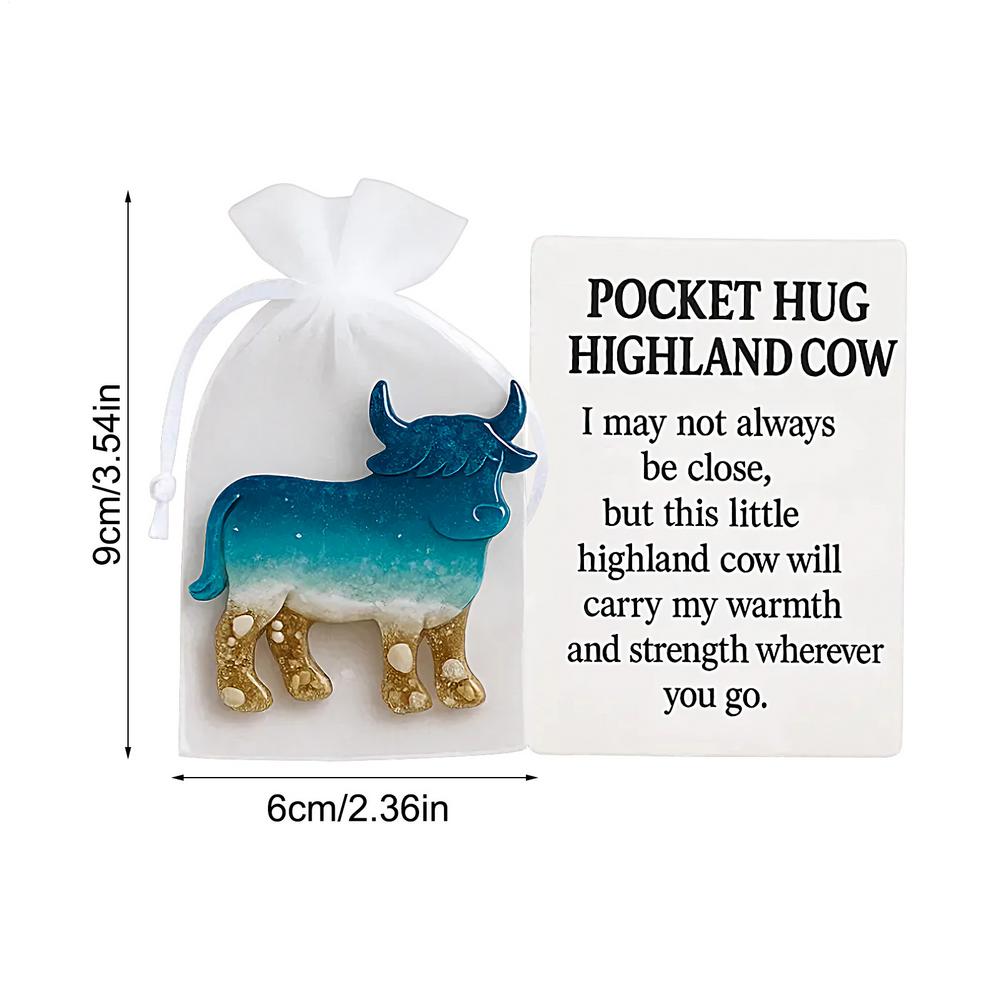 Highland Cow Decor Highland Cow Keepsake With Inspirational Card Cute Resin Uplifting Animal Keepsake For Nursery Home Decor красный