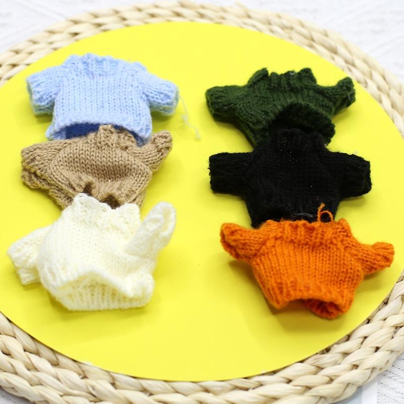12cm Puppendekoration Teddybär Ankleidekleidung Plüschtierzubehör Bärenpuppenpullover Halskette