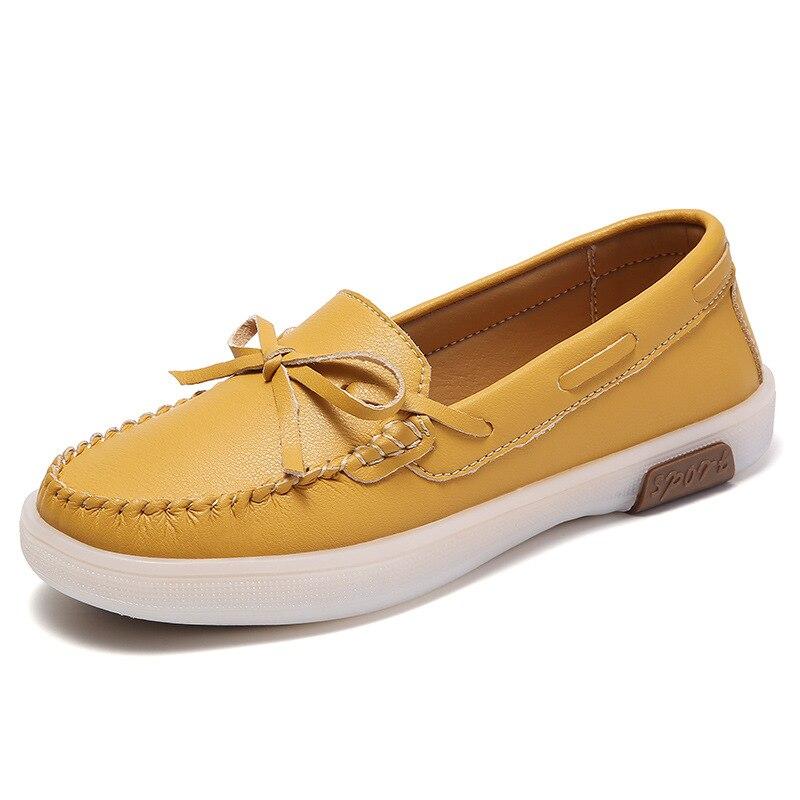 Autumn Women Flats Sports Shoes Genuine Leather Women Sneakers Ladies Flat Shoes Solid Round Toe Women 'S Little White Shoes
