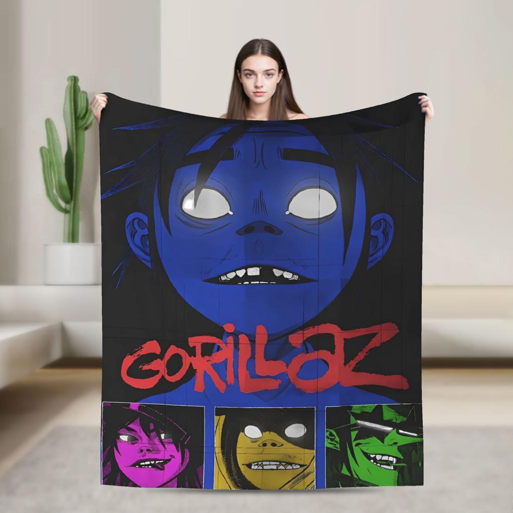 Music Band G-gorillazs Soft Blankets Picnic Plush Throw Blanket Aesthetic Home Decor Flannel Bedspread Sofa Bed Cover