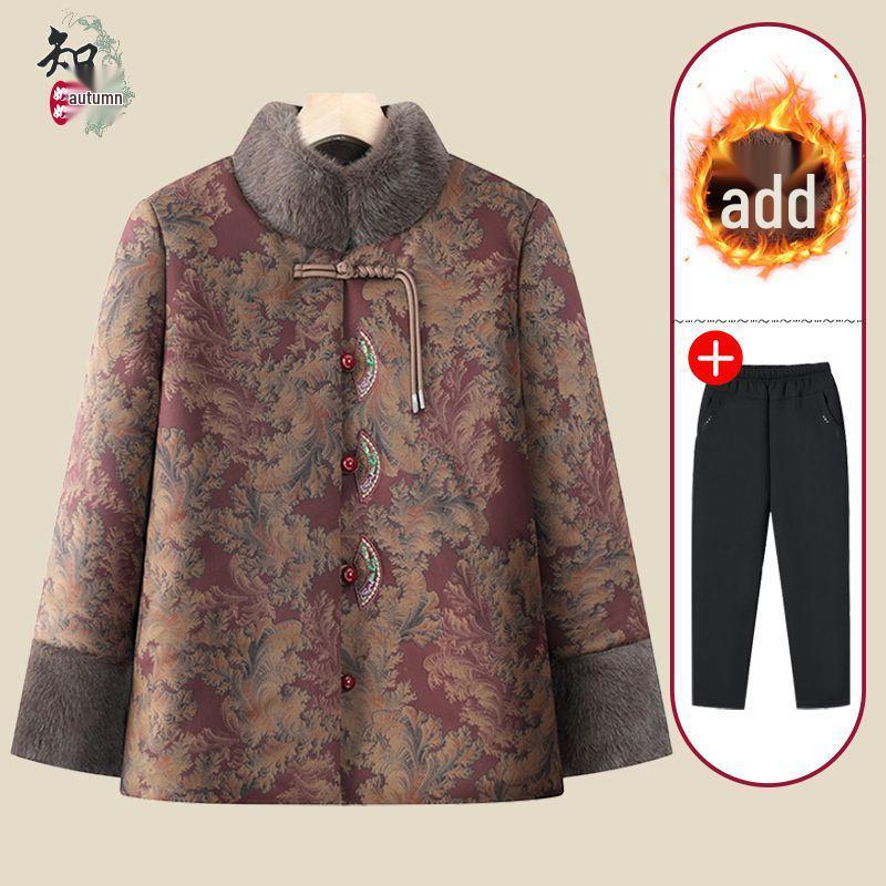 Grandma's Winter Cotton Coat: Women's Thick Velvet-Lined Outerwear for Elderly Ladies