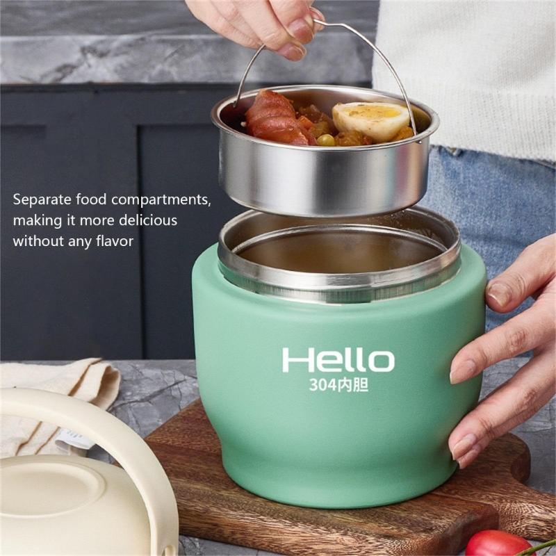 Double Layer Thermal Stainless Steel Meal Preparation Container Insulated Lunch Box with Separate Compartments