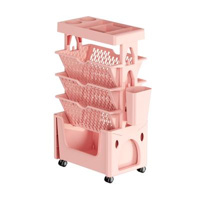 Rolling Mobile Bookshelf with Wheels 5 Tiers Large Capacity Strong Load Bearing Capacity Utility
