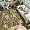 William Morris Inspired Floral Garden Rug – Anti-Slip Green Art Carpet for Living Room, Arts & Crafts Style Floor Mat Decor