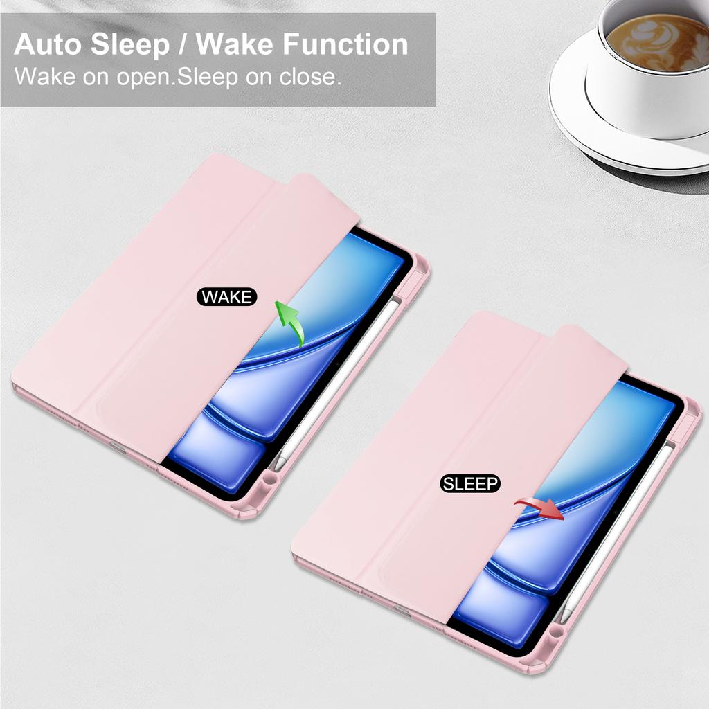 Pro iPad Air 13 (2025)/(2024) Pouzdro Průhledné Akrylové Kožené Pouzdro na Tablet Podpora Automatického Spánku/Probuzení