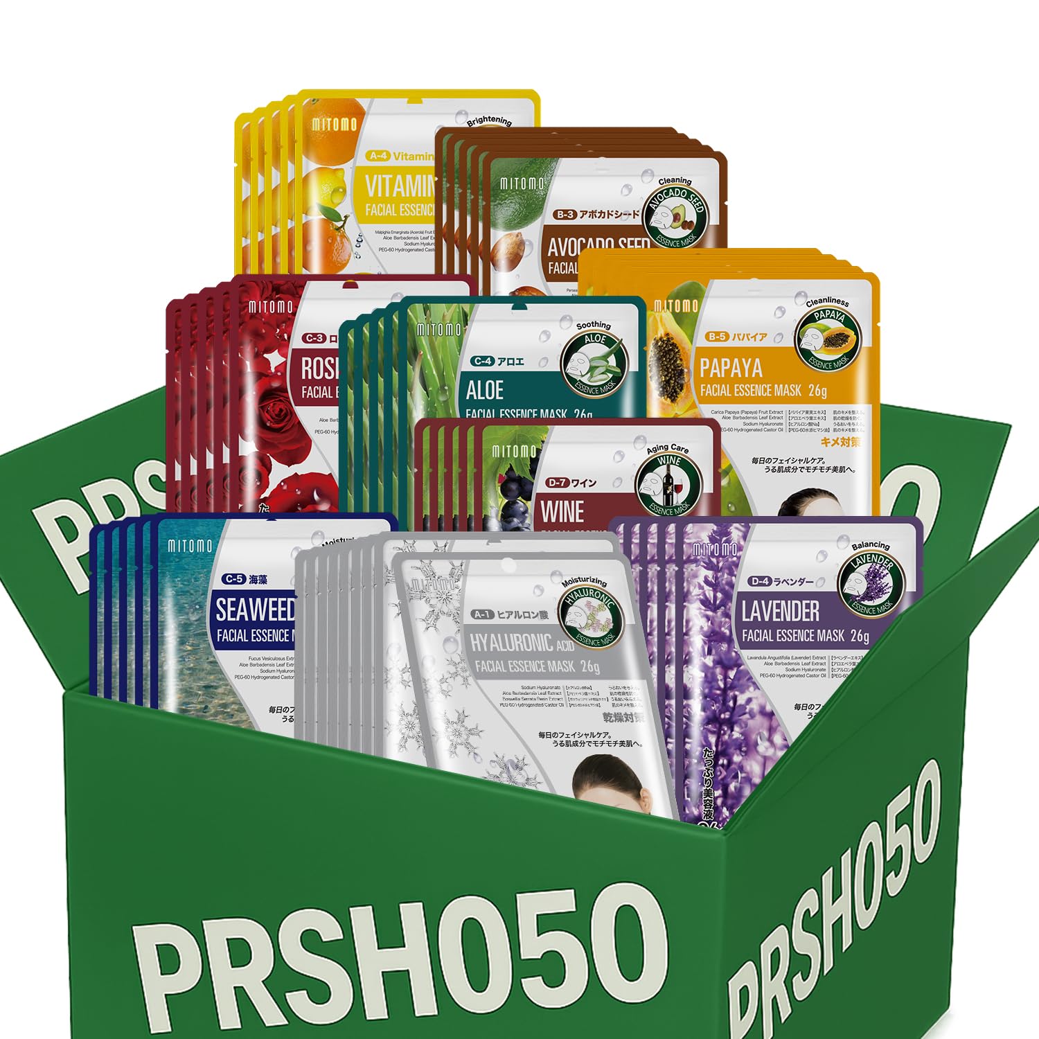 

MITOMO SKINCARE Счастливый мешок 9 50 штук Увлажняющий гидратирующий Индивидуально упакованный набор, выбранный из всех типов продуктов, кожа, увлажнение,