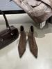 Korean niche fashionable suede thin heel short boots women's 2025 autumn and winter new commuting versatile zipper thin boots