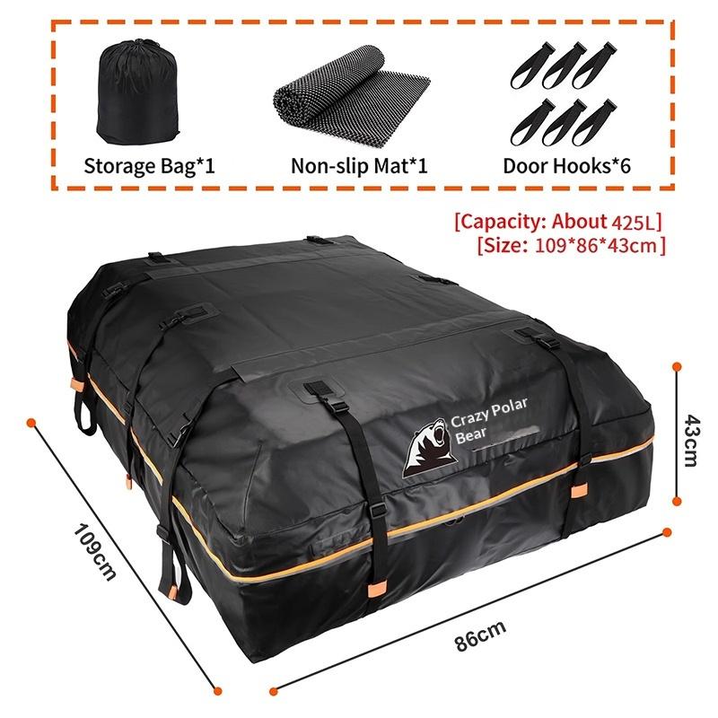 

425L/550L Cargo Bag Car Roof Cargo Carrier Waterproof Universal Luggage Bag Storage Cube Bag For Travel Camping Car A6