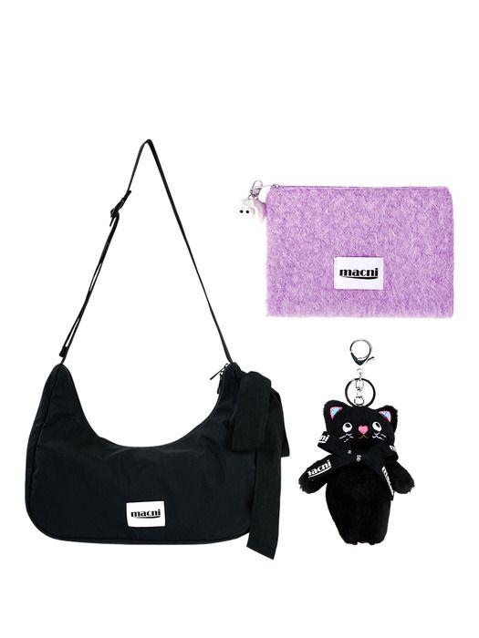 

macni [SET] RIBBON CRESCENT BAG & POODLE POUCH & KEYRING SET FREE