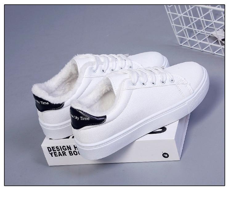 Winter Damen Sneaker Warme Plüsch Vulkanisierte Schuhe Damen Plateau Baumwollschuhe Schnürschuhe Damen Weiß Plus Samt Freizeitschuhe