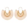 Europe and the United States hot-selling earrings, bohemian exaggerated fan-shaped fringed earrings, temperament empty carved stud earrings