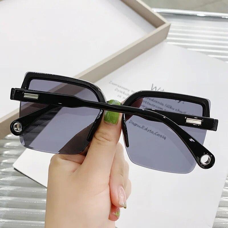 Personalized Fashion Oversized Sunglasses Man Woman Rimless Square Sun Glasses Eyewear Luxury Design Uv400 Female Shades