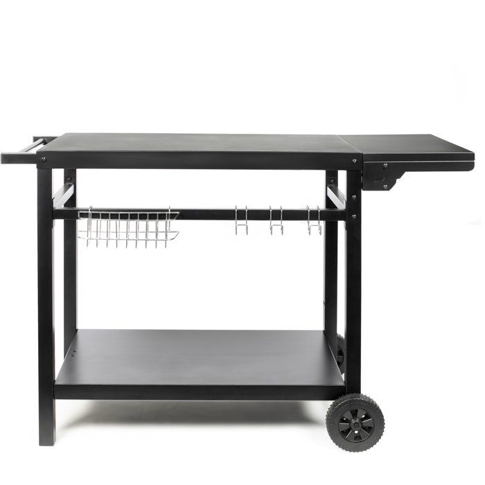 Cart for Plancha with Folding Shelf - LIVOO - GS170N - 2 Serrated Wheels Ø15 Cm - Top Shelf 85 X 50 Cm