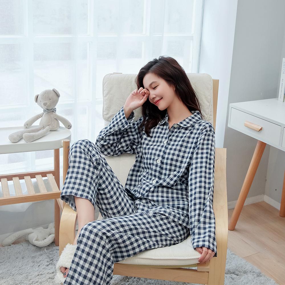 Long Sleeve Pure Cotton Gauze Pajamas - Spring & Autumn Couple Style