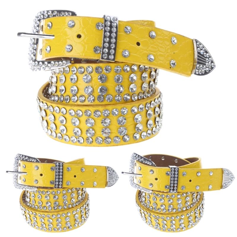 Bling Rhinestone Belt Studded Rhinestone Belt for Jeans Fashion Cowgirl Western Jeans Belt Rhinestone Waistband Belt