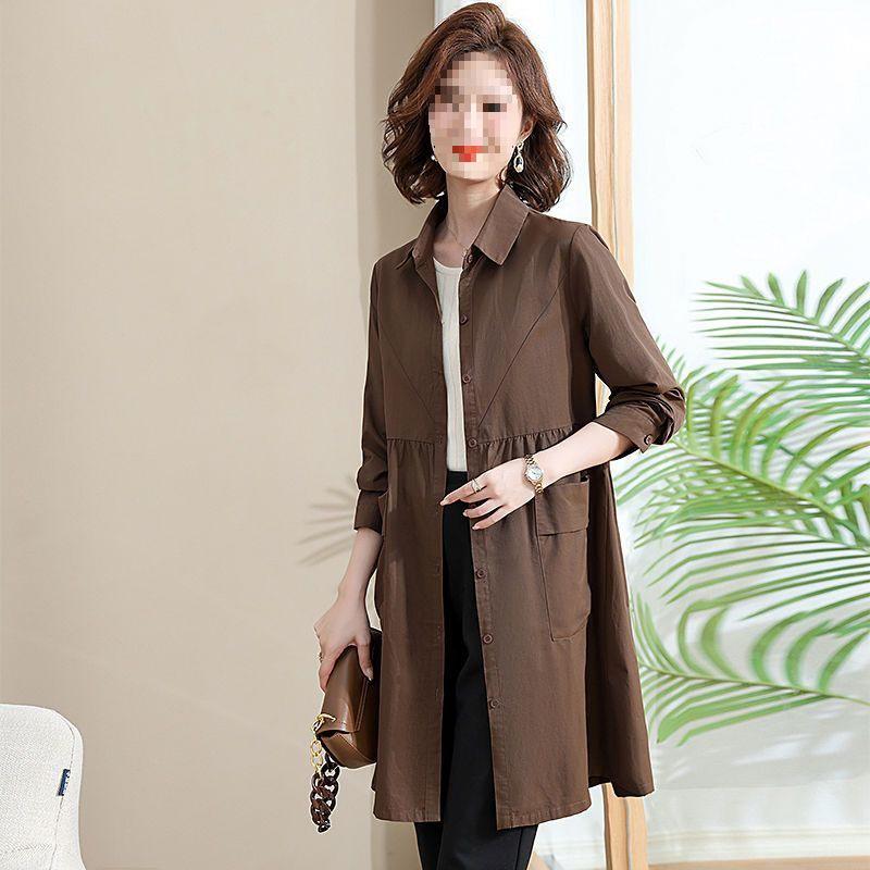 Damen Chic Koreanischer Midilanger Windbreaker – Vielseitige Herbst-/Frühlings-Sonnenjacke