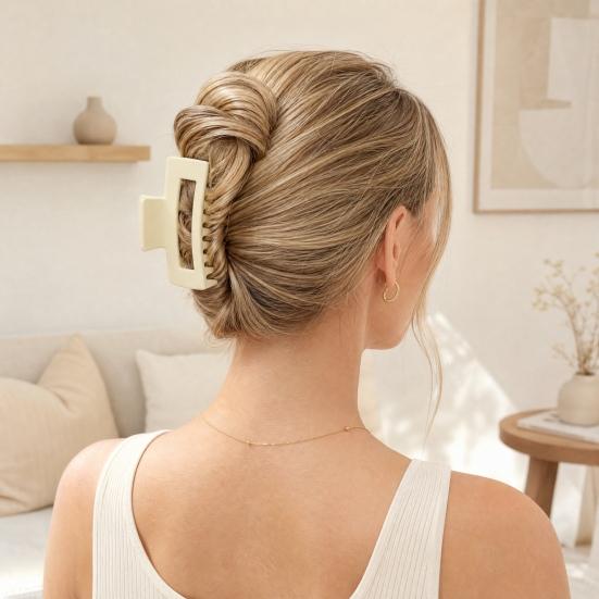 Hair Claw for Women, Frosted Rectangle Hair Clip, Hollow Design Back Head Hair Claw, Large Size Shark Hair Clip for Daily Wear Party Gathering Outing