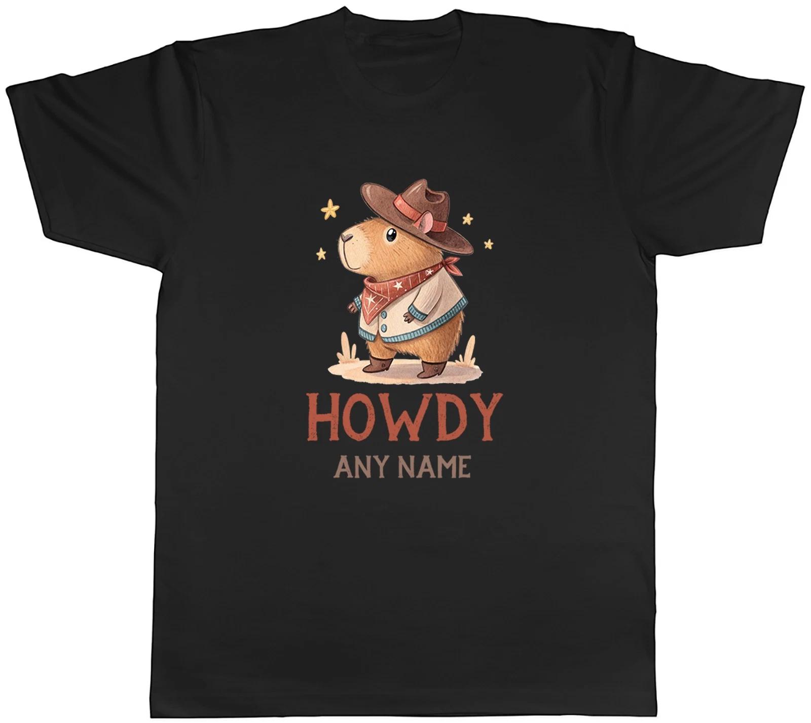 Personalised Howdy Cowboy Capybara Mens T-Shirt Tee Gift Top XXXXL